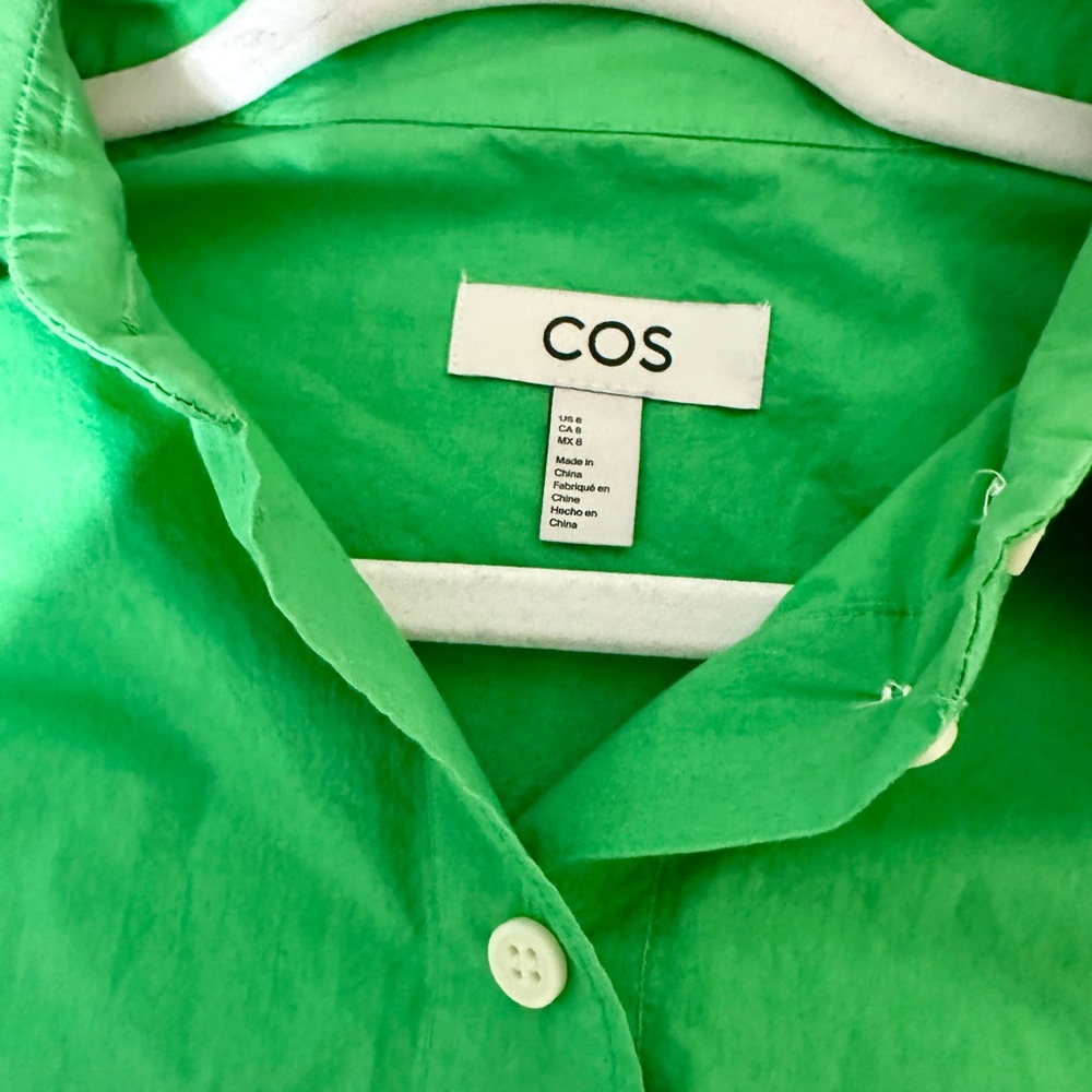 COS green 100% cotton button down shirt - Picture 3 of 5